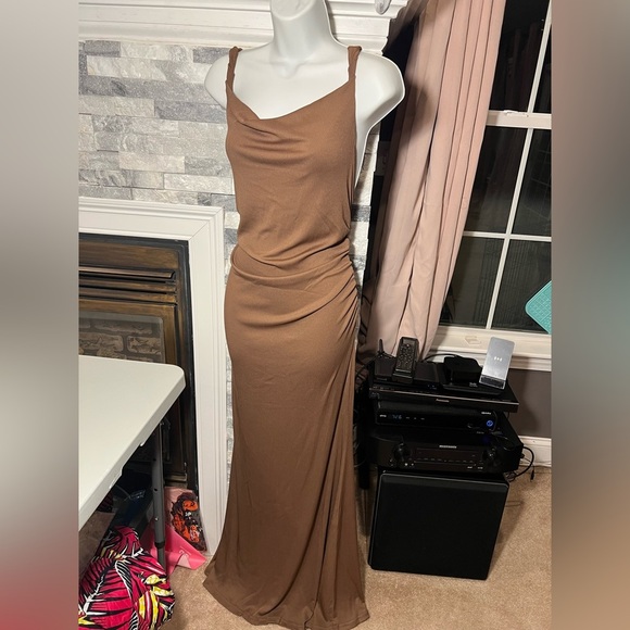 Caramel Cowl Neck Maxi Slip Dress NWOT - Picture 4 of 7